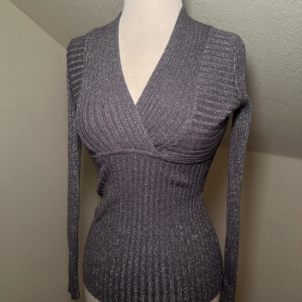 Chic sparkly silver Ribbed Sweater